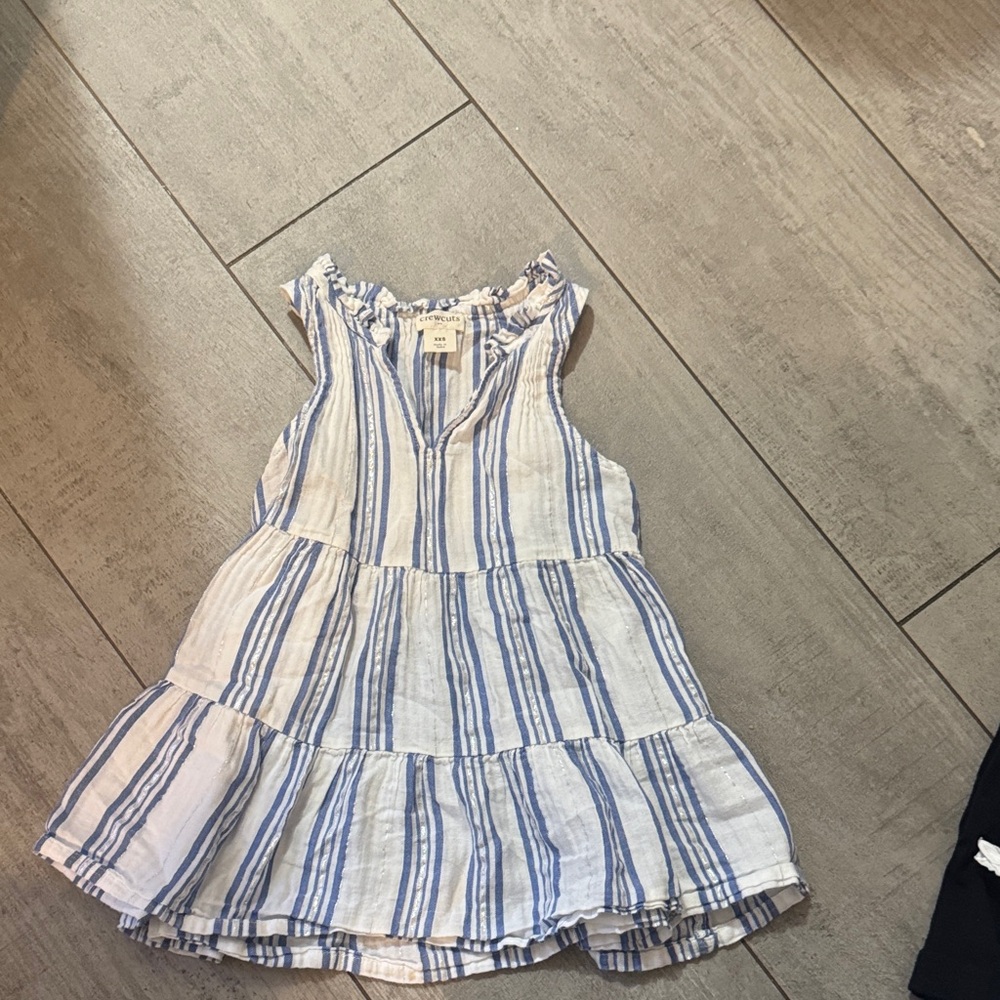 Crewcuts Blue and White Ruffled Dress